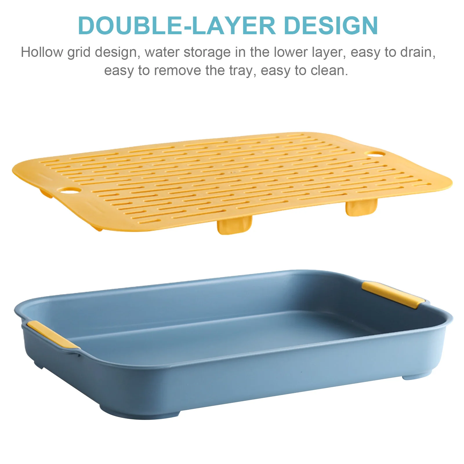 

1 pc Double Layer Drain Tray Pp Material Kitchen Storage Rack For Cups Plates Cutlery Bowl Drainer Plastic Dish Drying Rack