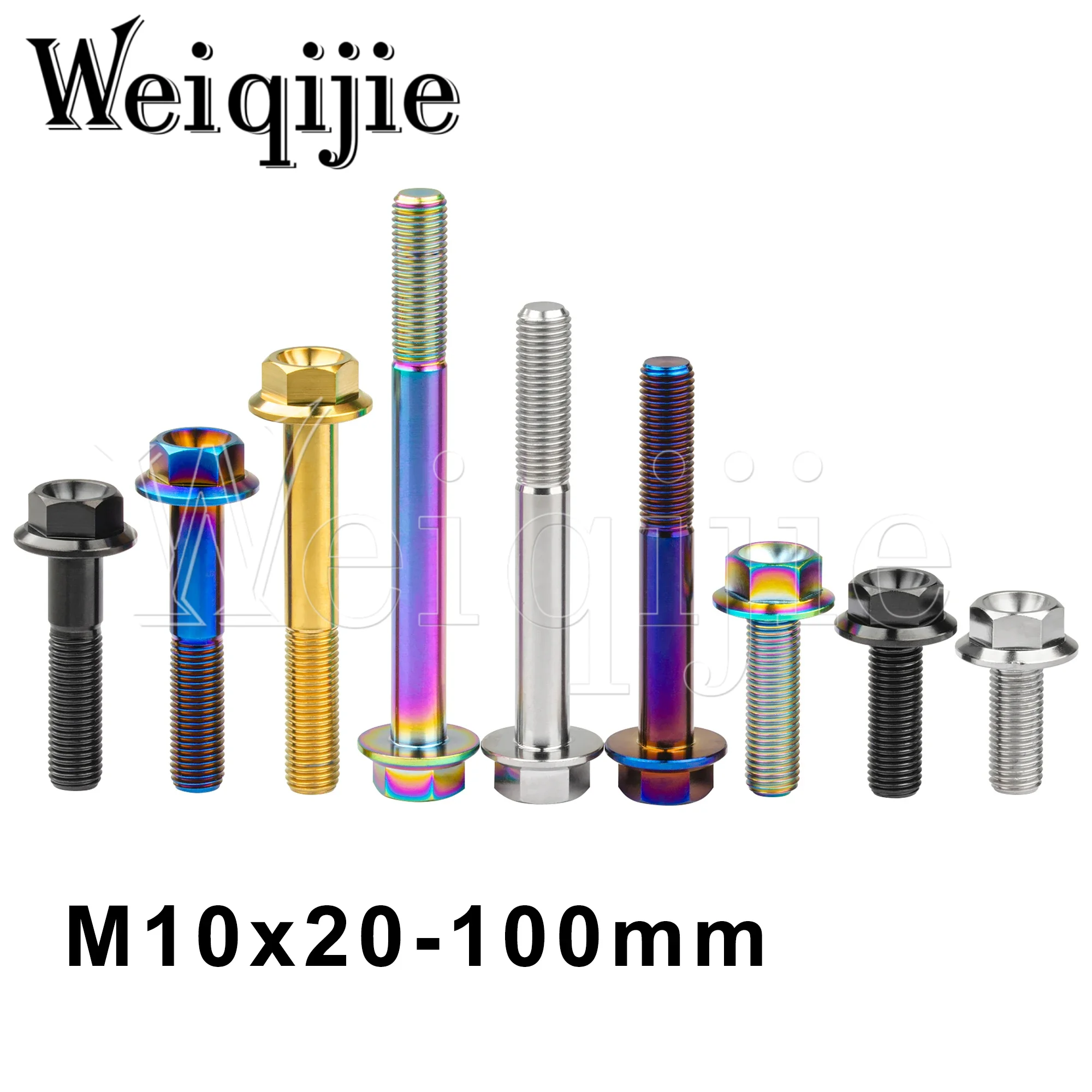 

Weiqijie Titanium Bolt Pitch 1.25mm Screw M10 X 20/25/30/35/40/45/50/55/60/65/70/75/80/100mm Hexagonal Flange Bolt Fastener