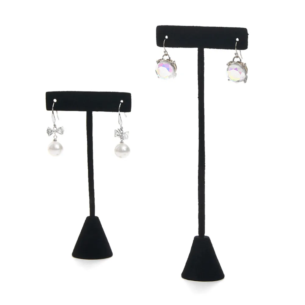 

2Pcs T-Shaped Flocking Earring Organizer Rack Set Jewelry Holder for Display Home Office Gift Rack