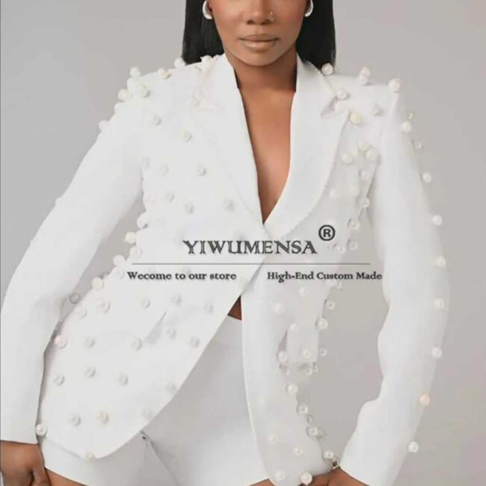 Pearls Beads Women Suit 1 Piece Slim Fit Wedding Tuxedos Formal Luxury Office Lady Jacket Coat Customized Bride's Mother Dress