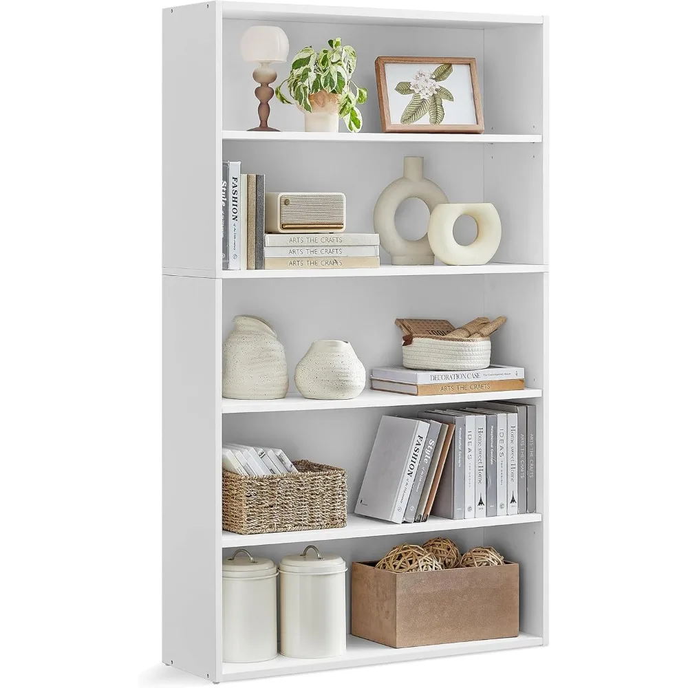 

Bookshelf, 31.5 Inches Wide, 5-Tier Open Bookcase with Adjustable Storage Shelves, Floor Standing Unit, Cloud White ULBC175T14