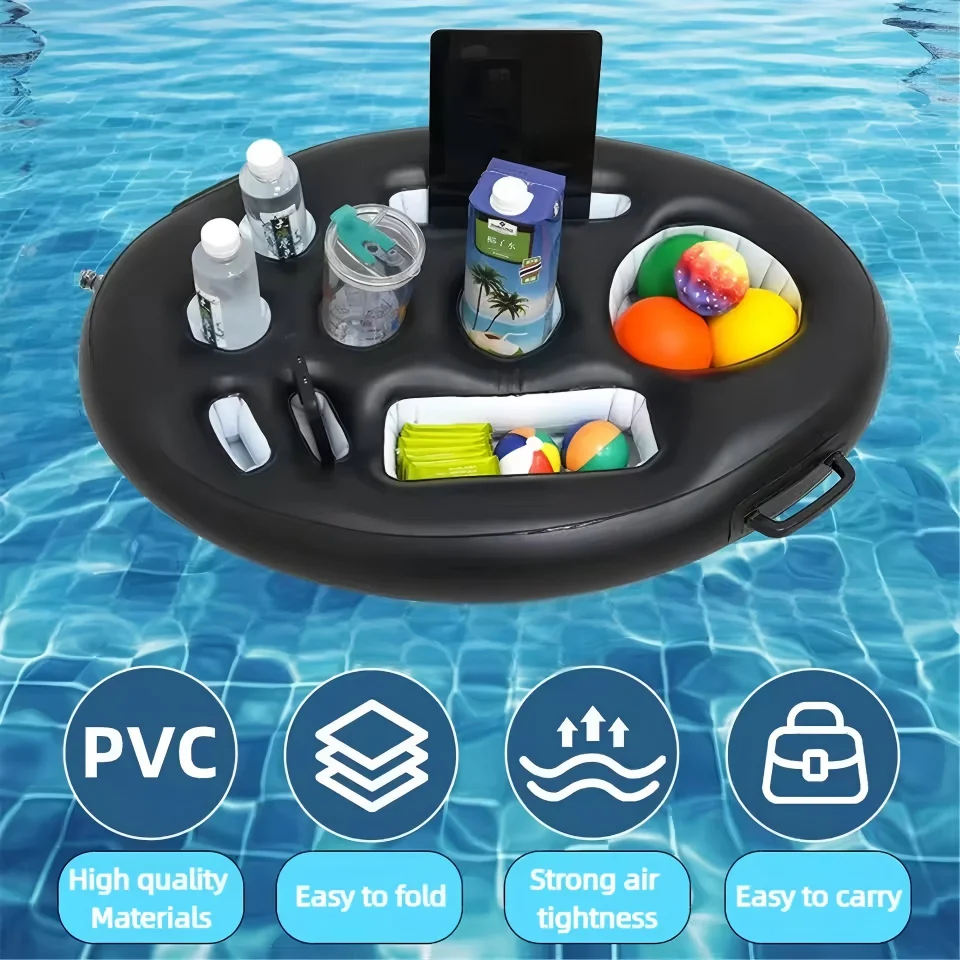 Floating Inflatable Cup Holder Multifunctional Drink Cooler Tray for Pool Beach Family Party Use