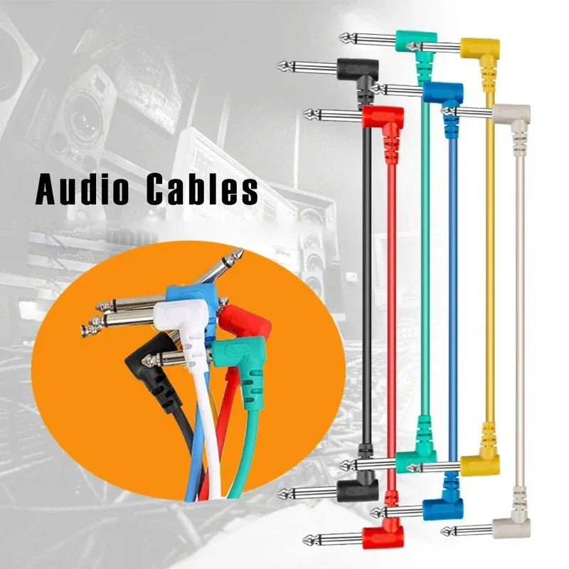 6 Stück Audiokabel für Audio E-Gitarre Bass Musik TS 1/4 Zoll rechtwinkliges Instrumententeile-Zubehör