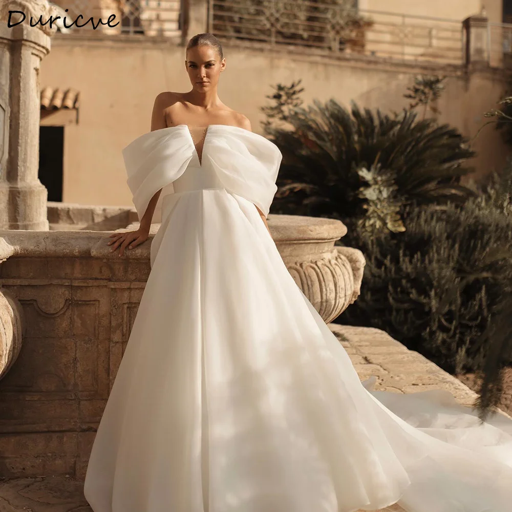 Duricve Customized Vestido De Noiva Organza Wedding Dresses Off the Shoulder Beading A-Line Boho Bridal Gown 2027