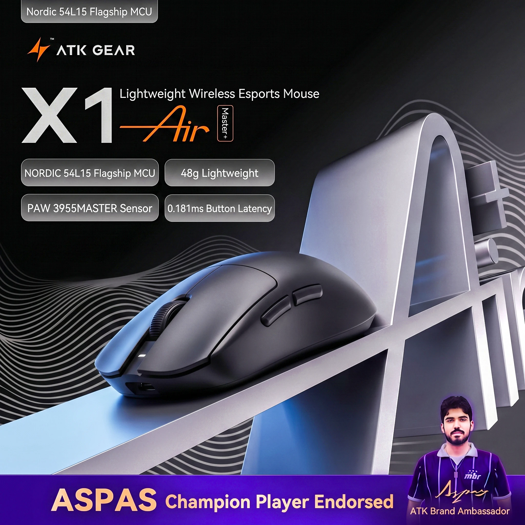 ATK X1V2 Ultimate 2.0/Max Mouse Wireless Paw3950 Utrla 54g Lightweight 750ips 0.163ms Low Latency 650ips Gamer Holiday Gift