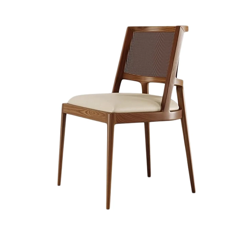 

Nordic Wabi-Sabi Style Solid Wood Dining Chair, Designer Vintage Rattan Chair, Leisure Backrest Wooden Chair Sillas De Comedor