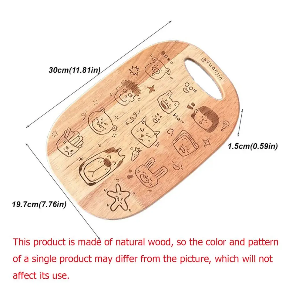 Tabla de cortar de madera tallada multiusos, patrón de dibujos animados, bloque de cortar colgante, plato de Pizza de forma Irregular, comida para bebé