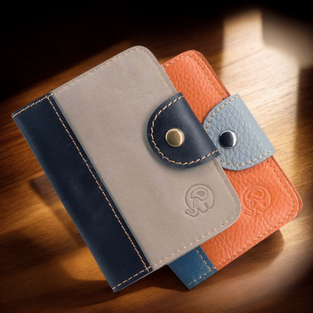 Small Pocket Money Pouch Top-Grain Leather Color Blocking Style Soft Card Holder Mens Wallet