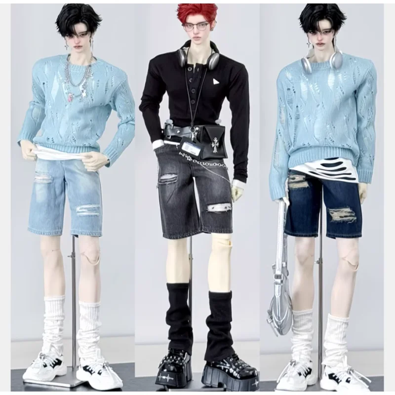 

BJD Doll Clothes For 75cm Doll Uncle Size Dolls Blue Black Ripped Jeans Shorts Dolls Clothing Accessories(No Doll)