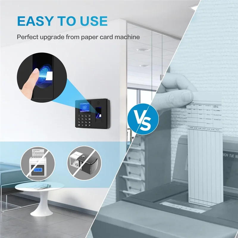 SQPP-Fingerprint Clock Finger Scanning And PIN Punch In One, No Monthly Fee Deduction Lunch Time Editor Lacks Punch