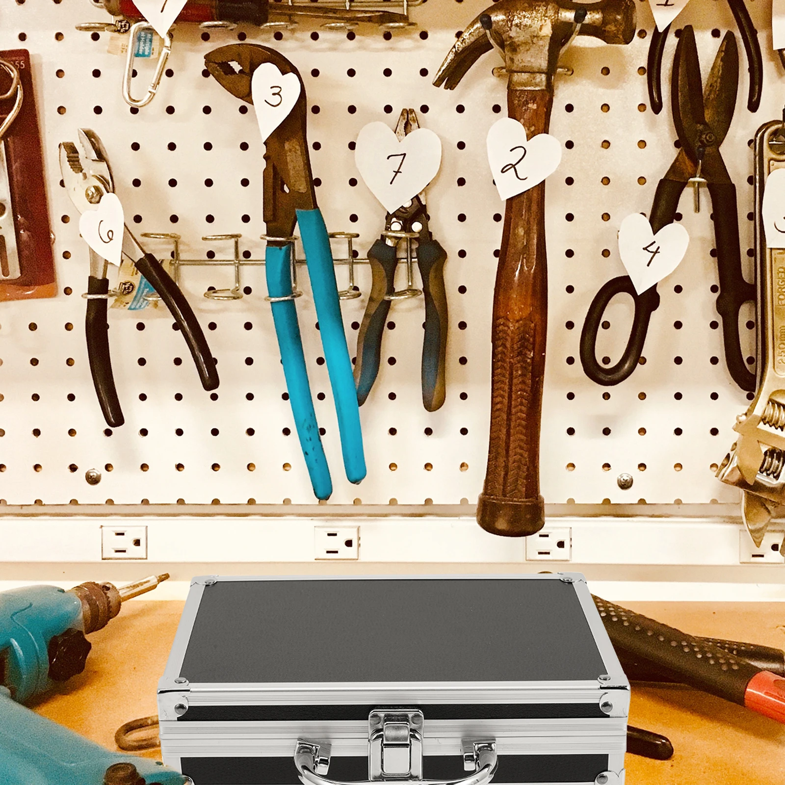 

Lightweight Aluminum Tool Storage Box Durable Large Capacity Multi-Purpose Metal Handle Container Portable Travel Case For