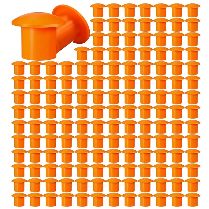 400 Pcs Mushroom Rebar Cap Plastic Mushroom Rebar Safety Caps For Rebar 3 To 7, Orange Color, 2.36 X 2.17 X 1.5 Inches