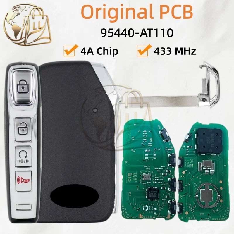 Original PCB For KIA Niro 2023 Smart Remote Key After-Sales Market Shell 3+1 Buttons 433 MHz 4A Chip FCC ID: 95440 - AT110
