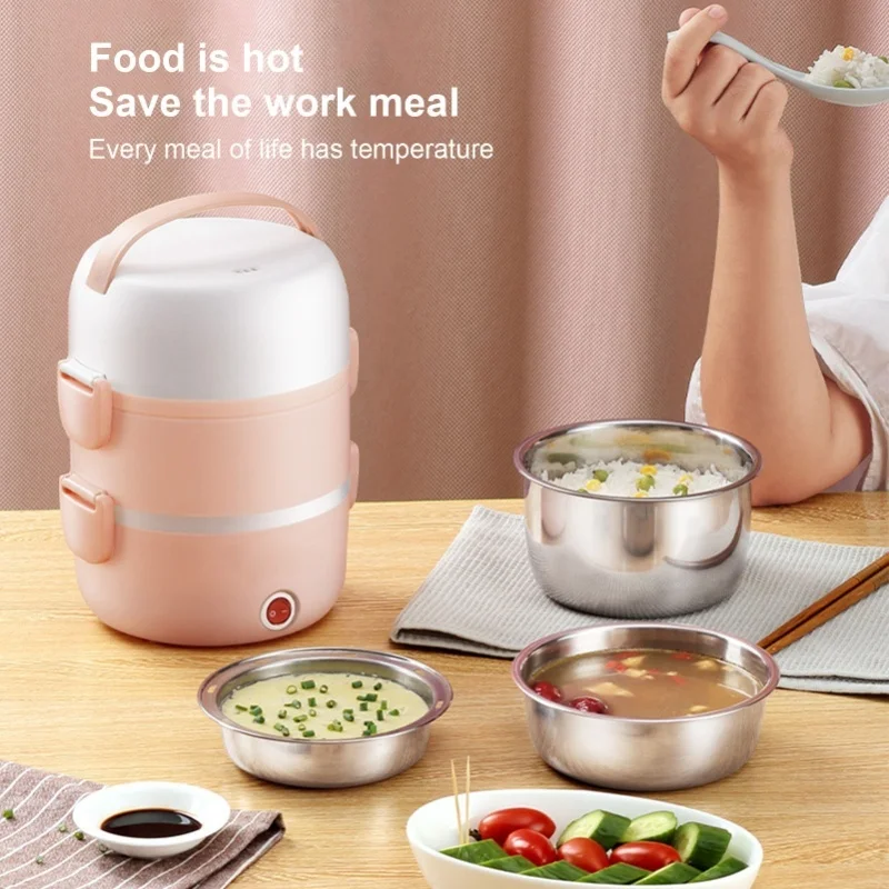 3 Layers Electric Heating Lunch Box 250W Bento Food Storage Warmer Container Rice Cooker