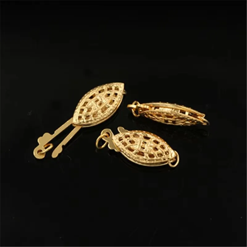14K Gold Filled Oval Filigree Pearl Clasp Gold Button Jewelry Accessories Supplies for Bracelets Necklace Making Findings - view 4