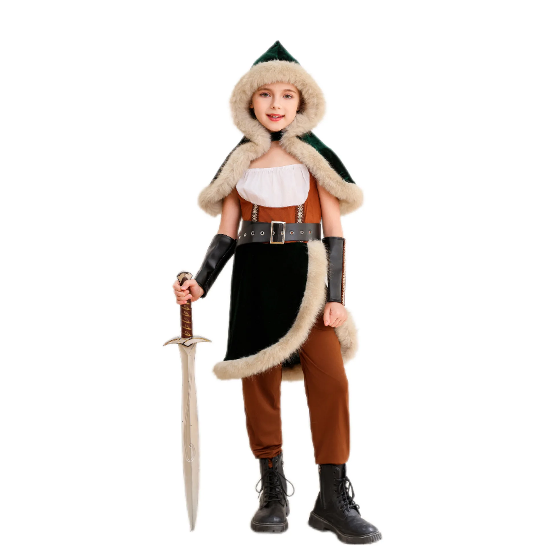 Disfraz de guerrero vikingo oscuro medieval para niños - Ropa de actuación versátil para Halloween y Navidad