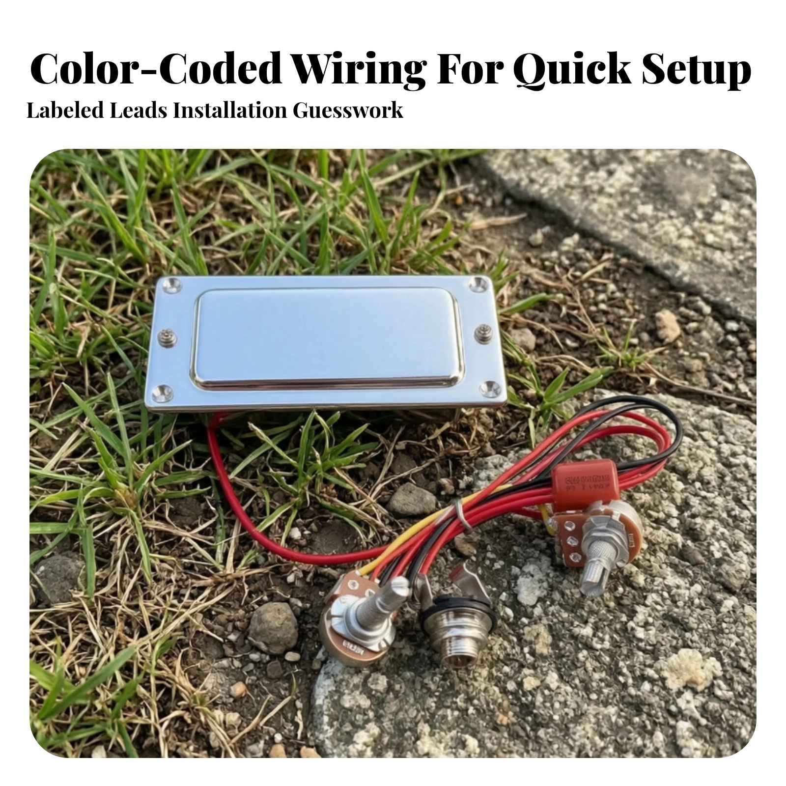 Guitar Pickup Wiring Kit Prewired Humbucker Pickup with Wiring Harness Hardware Easy Installation Shielded for Guitarists