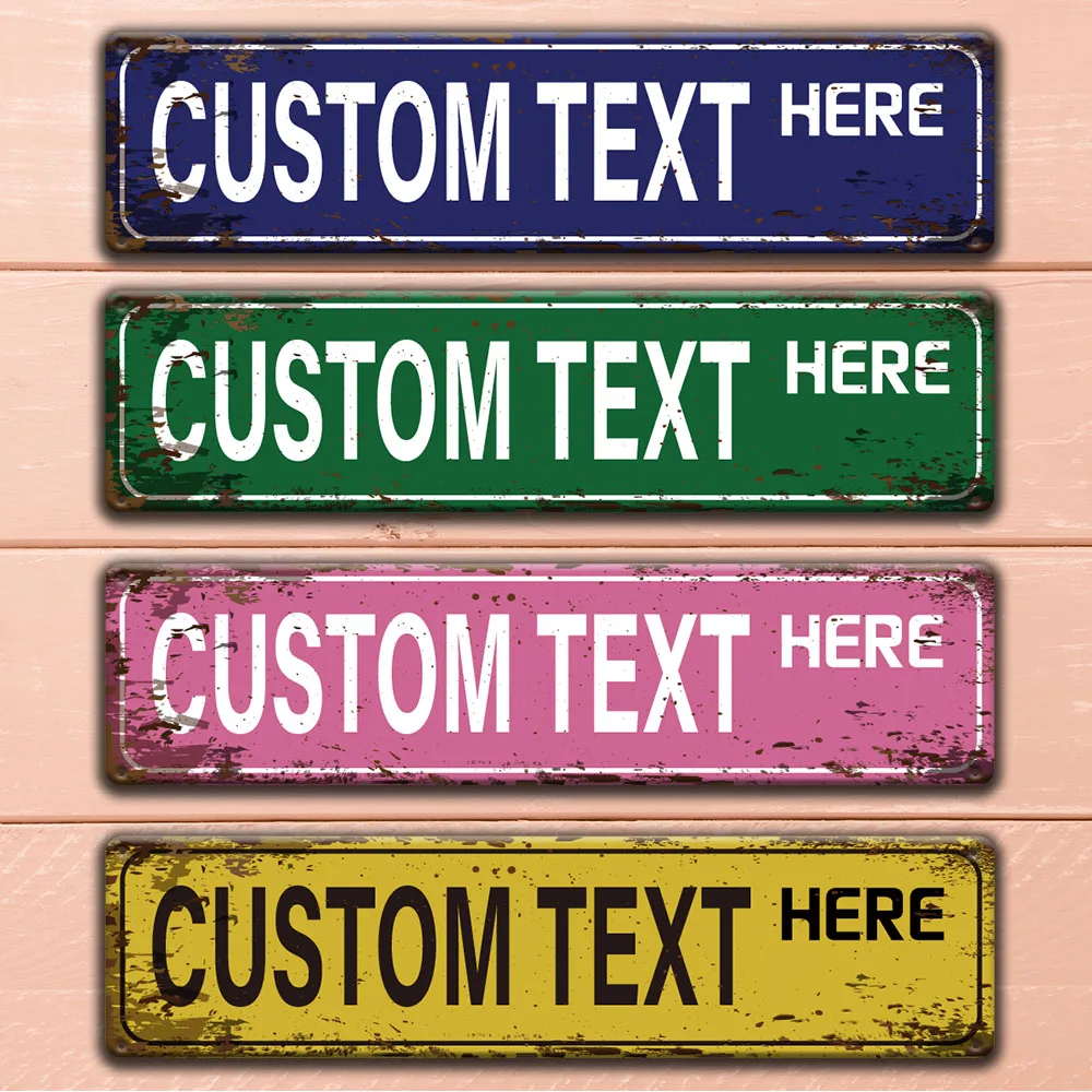 

1pc nice blue/green/softpink/yellow Custom Text here Metal Wall Signs Tin Wall Plaque For Home Decor Living Room Bedroom