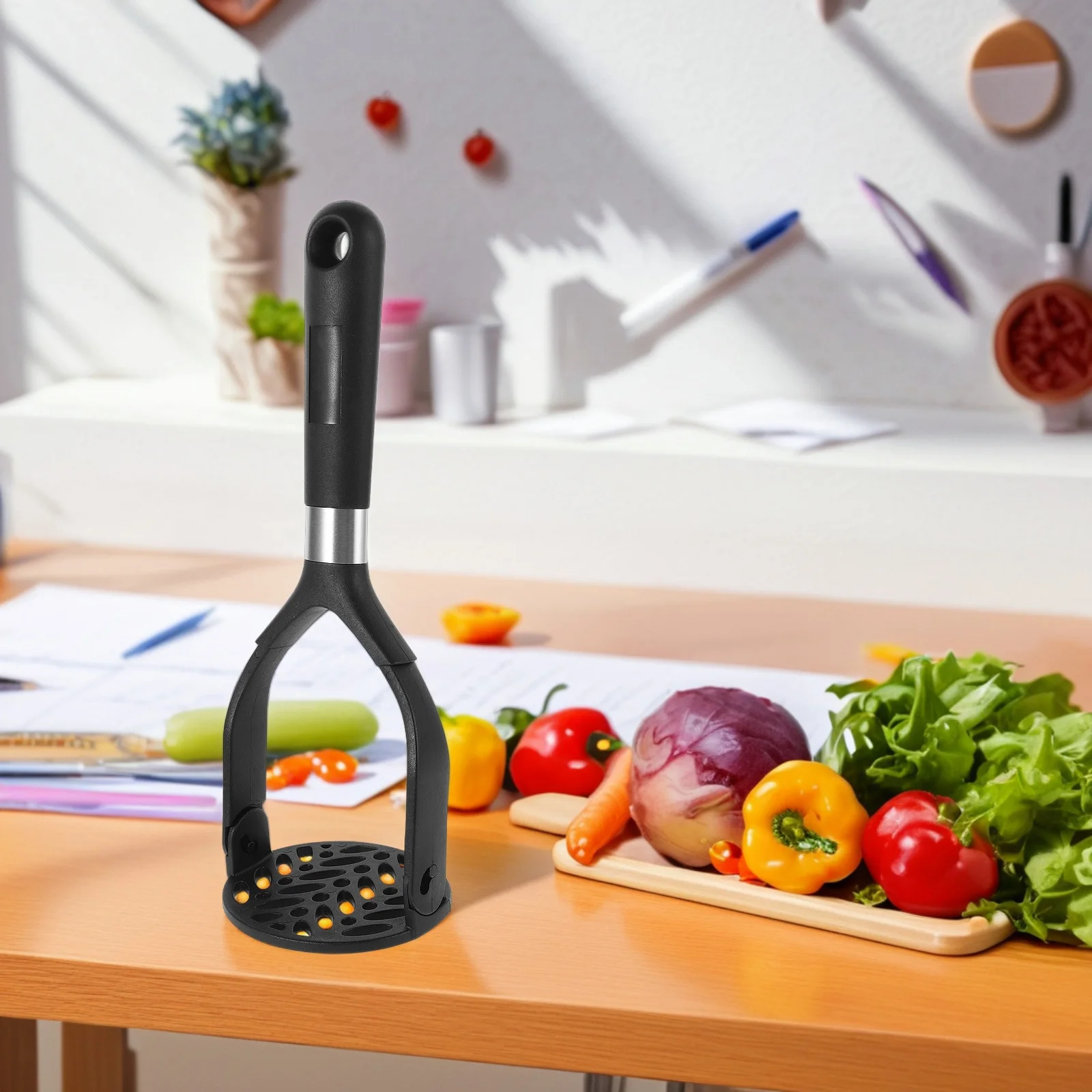 

Folding Potato Masher Black Handle Nylon Non Scratch Vegetable Food Press For Avocado Tomato Mashing Tool Kitchen Gadgets