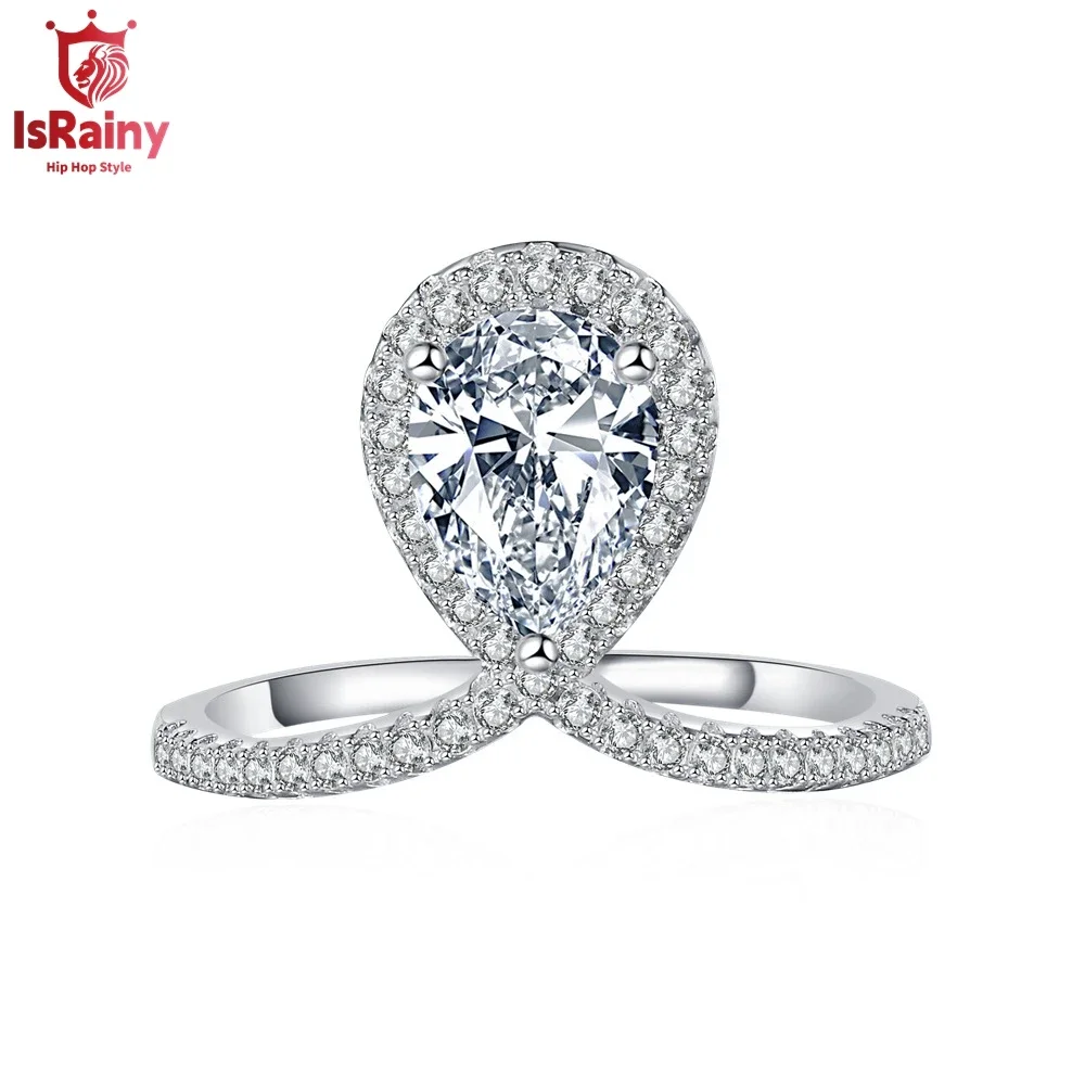 

IsRainy 100% 925 пробы серебро 6*8 мм Груша 3EX Cut D Moissanite юбилей GRA сертифицированные бриллианты для женщин кольца изящные ювелирные изделия