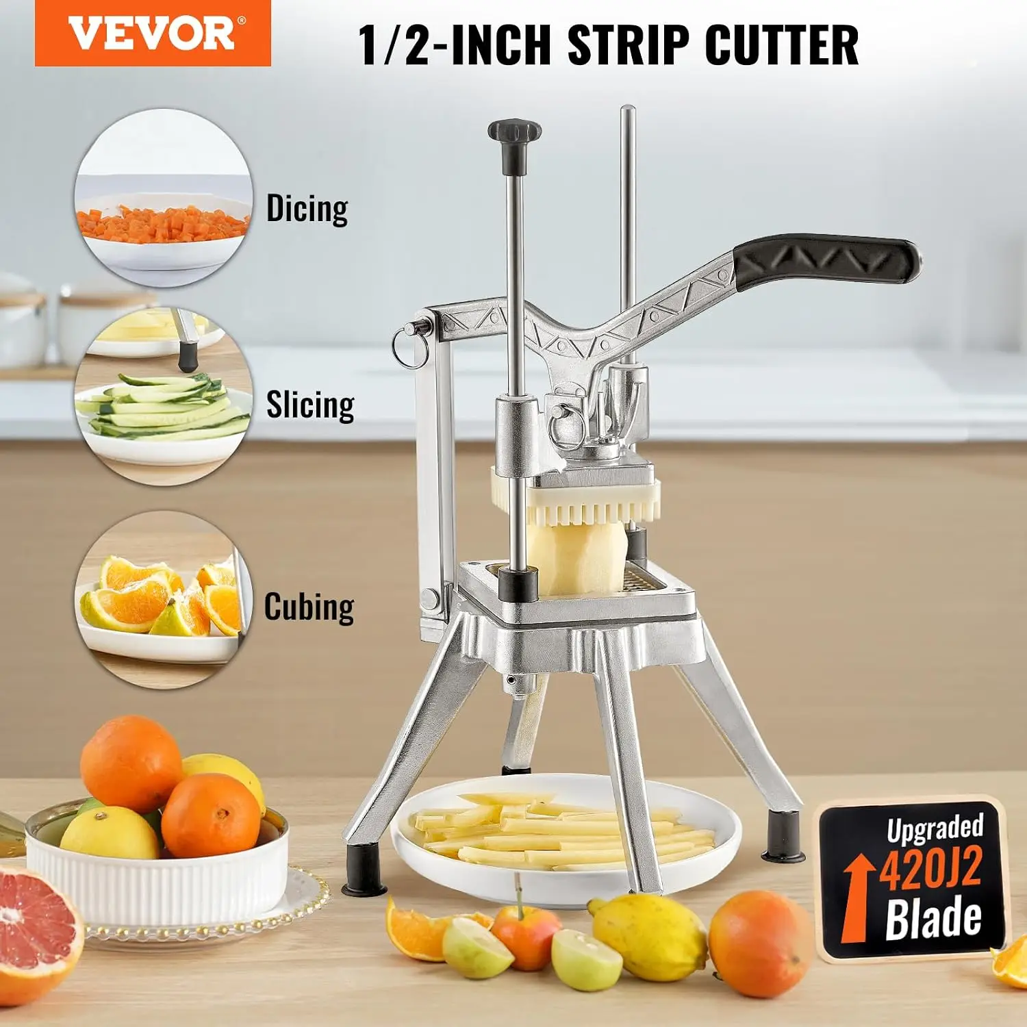 Commercial Vegetable Fruit Chopper 1/2″ Blade Heavy Duty Professional Food Dicer Kattex French Fry Cutter Onion Slicer Stainless