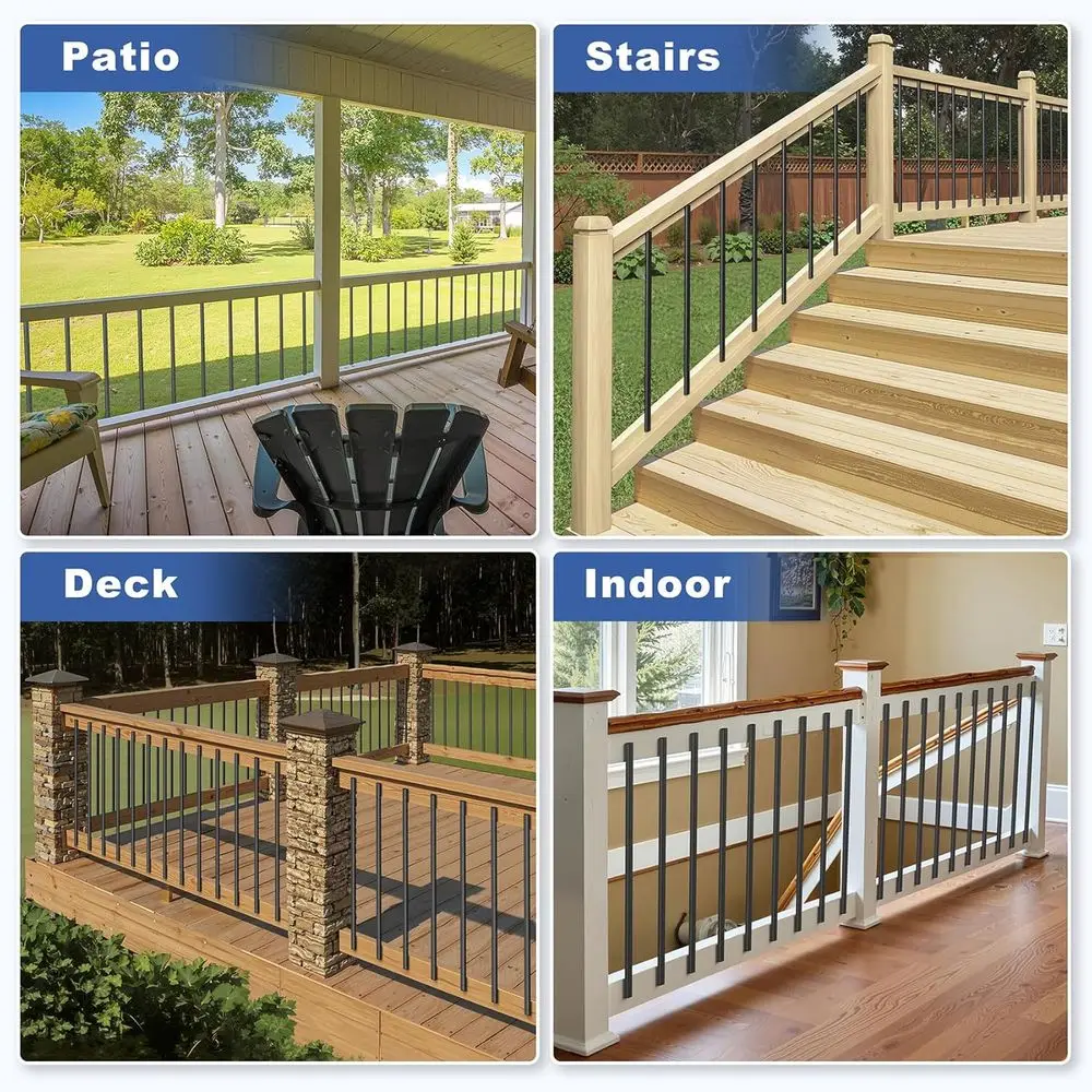 50 عبوة من 32 درابزينًا معدنيًا أسودًا للدرج، مغزل مجوف للسكك الحديدية، مناسب للاستخدام الداخلي والخارجي (1.5 مم T #2