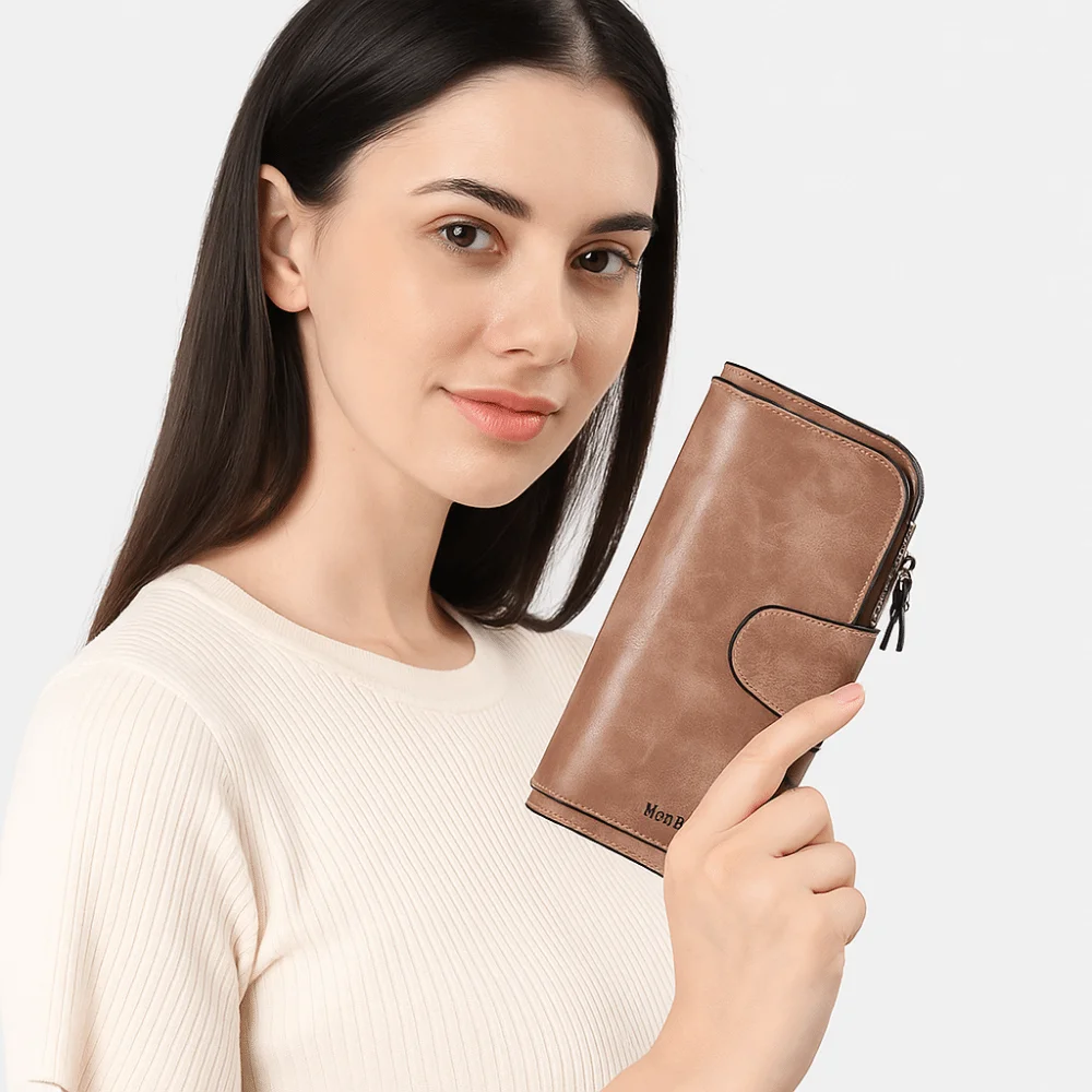 Large Capacity Women Long Wallet Korean Style Multifunctional PU Leather Wallet Multi Card Solt Solid Color Clutch Bag Men