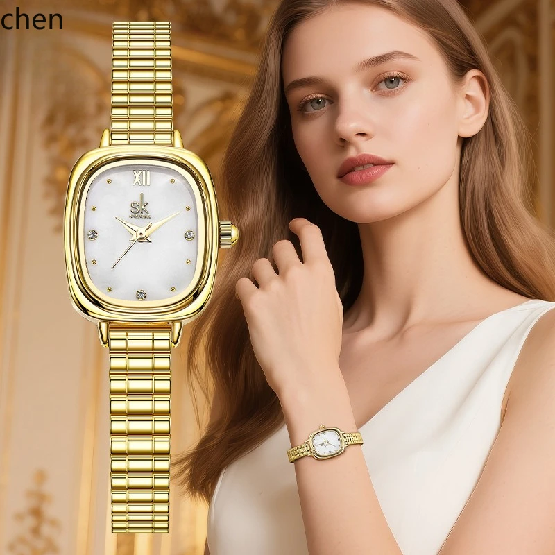 Zml women's watch fashion steel band small square watch waterproof quartz watch