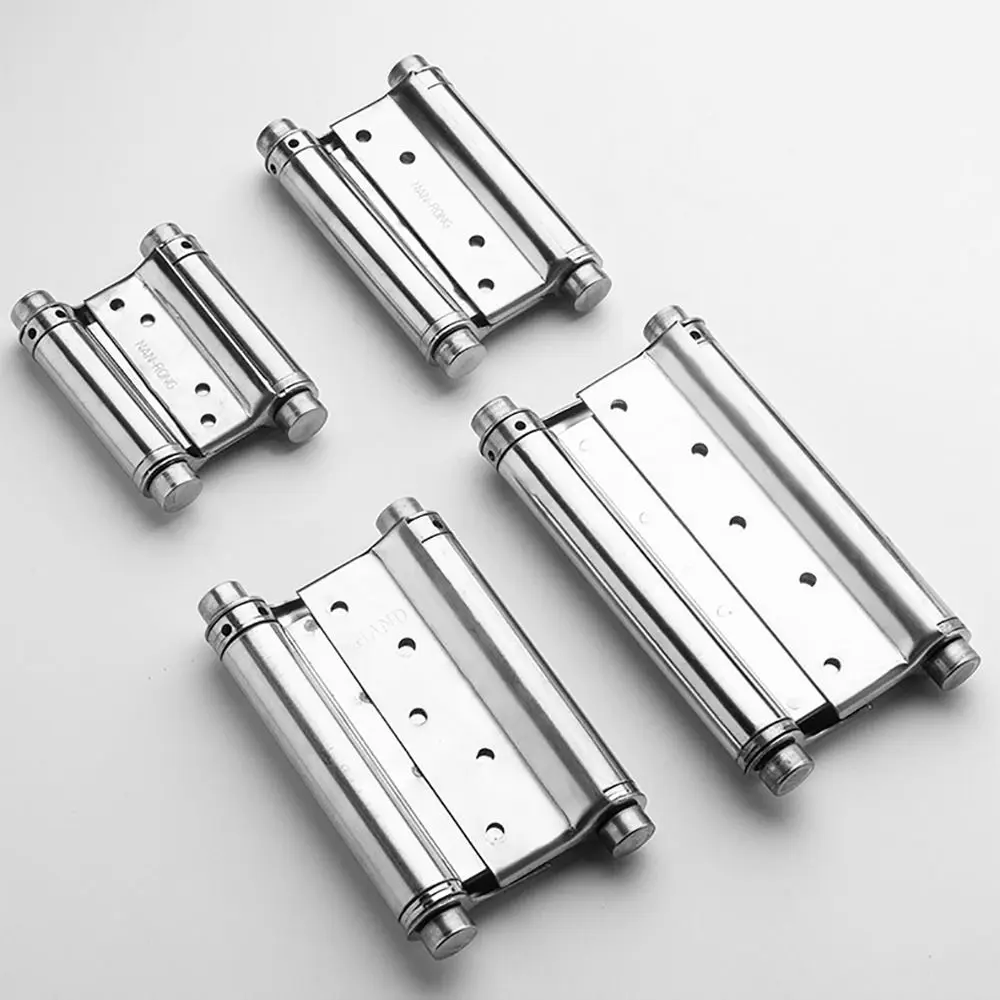 1Pcs Double Opening Door Hinge With Inner And Outer Automatic Closing Silent Hinges Thickened Spring Stainless Steel