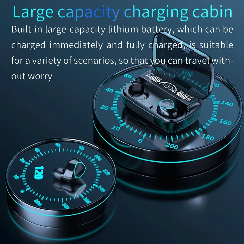 M10 Bluetooth Earphones Handfree LED Dispay Headphones Bluetooth HiFi Stereo Music Wireless Earbuds Waterproof Gaming Headset