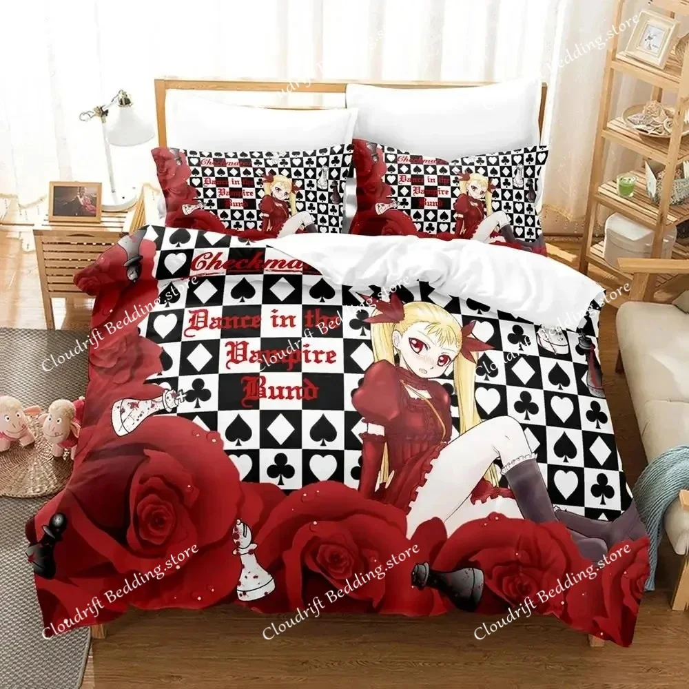 

Anime Dance In The Vampire Bund Bedding Set Duvet Cover Bed Set Quilt Cover Pillowcase Comforter King Queen Size Boys Adult
