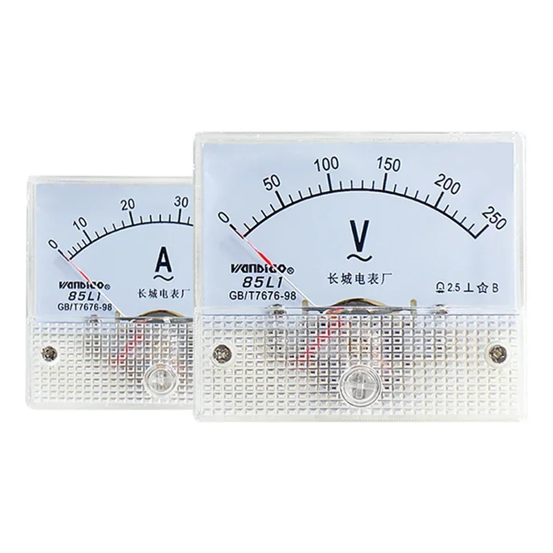 85L1-V/A Pointed AC Ammeter Voltmeter 250V 300V 450V 1A 2A 3A 10A 15A 20A 30A Analog Mechanical Board Meter