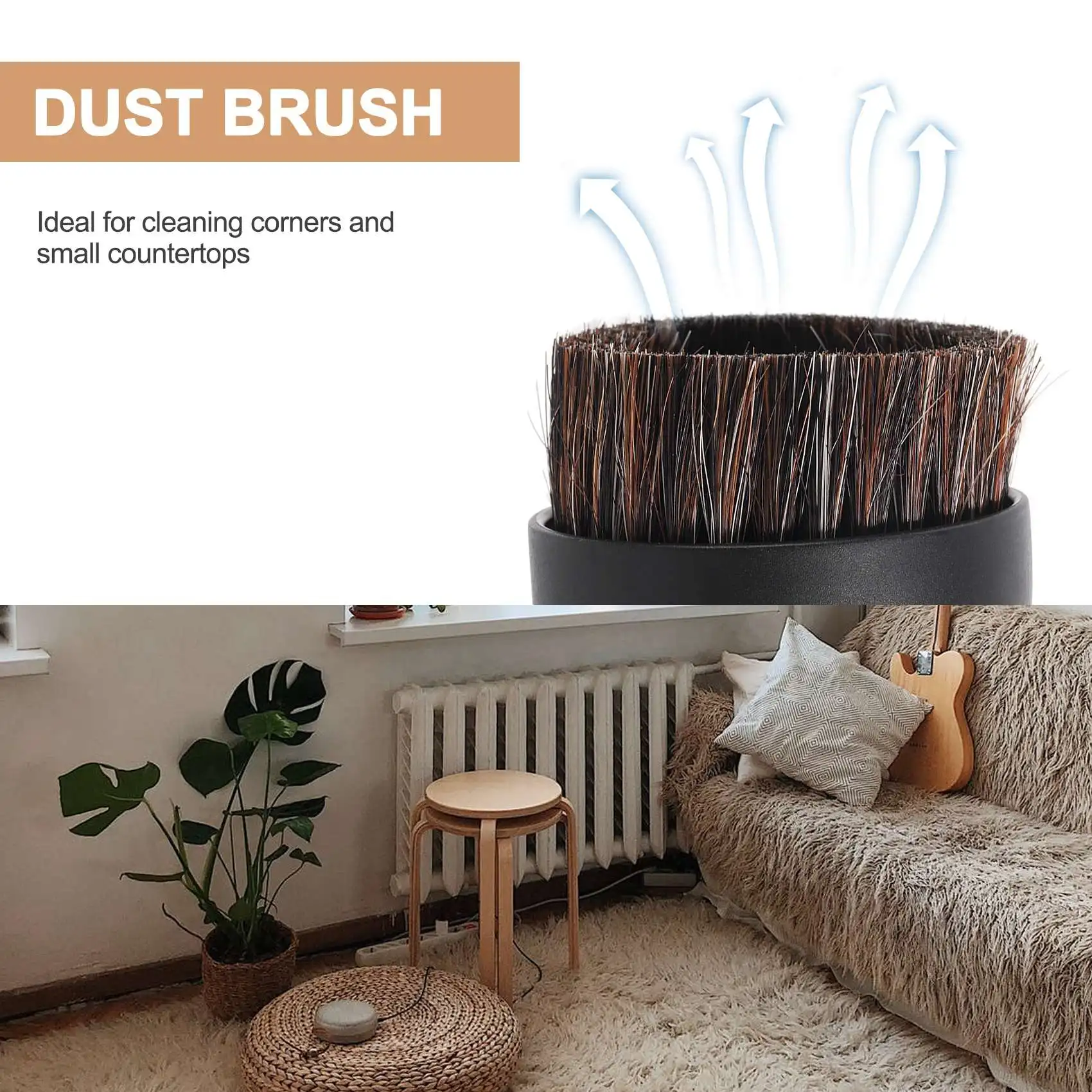 AA83 3 Pieces Vacuum Cleaner Attachment Soft Horsehair Bristle Dusting Brush Vacuum Replacement,Cleaning Tools,Inner Dia 32mm