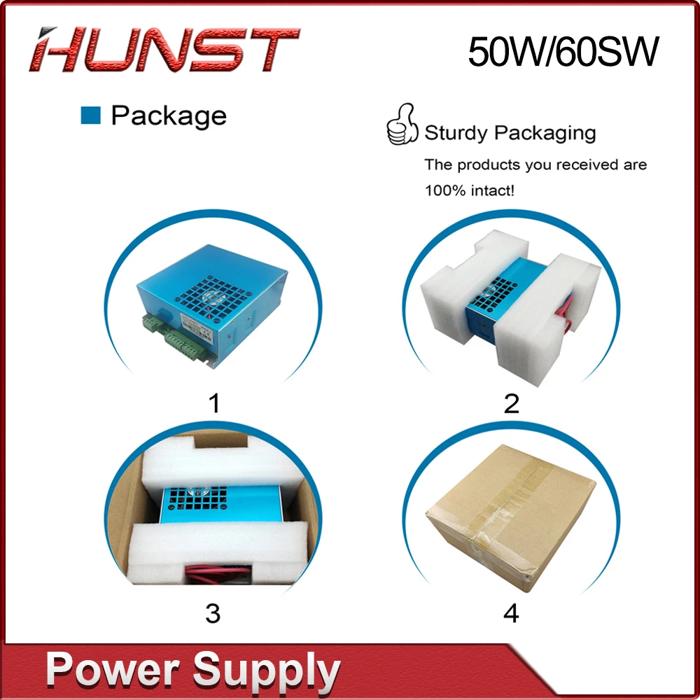 Hunst MYJG 50W 60W CO2 Laser Power Supply 110V/220V Optional, Suitable For 40~70w Cutting And Engraving Machine Glass Tube