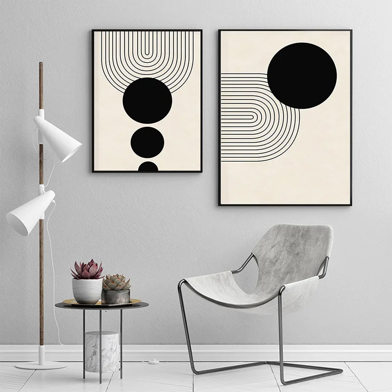 Classic Bohemian Abstract Art Geometry Lines Unframed Canvas Painting Posters For Living Room Bedroom Home Wall Art Decor