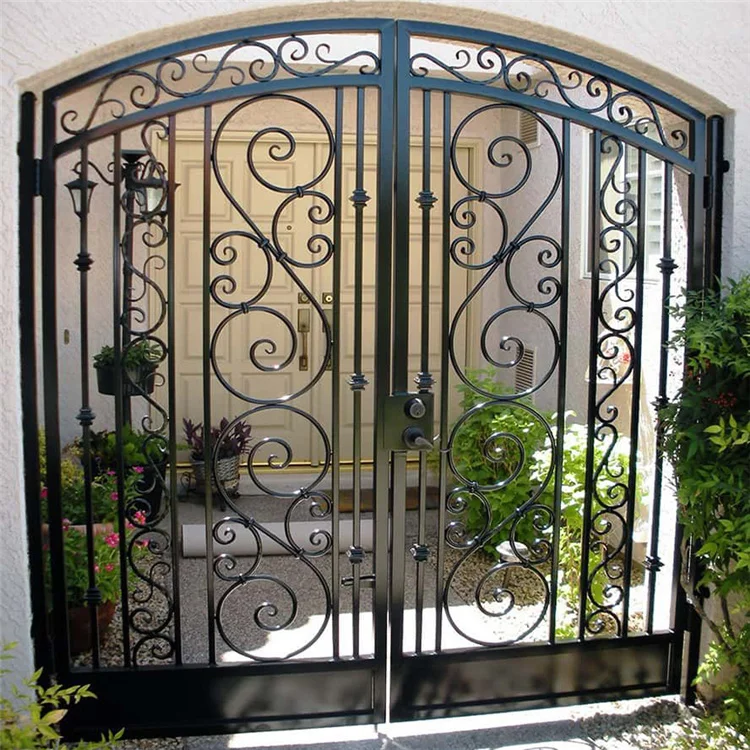 Customization 2025 Courtyard Wrought Iron Gate New Model Front Fence and Gates Unique Wrought Iron Gate Designs