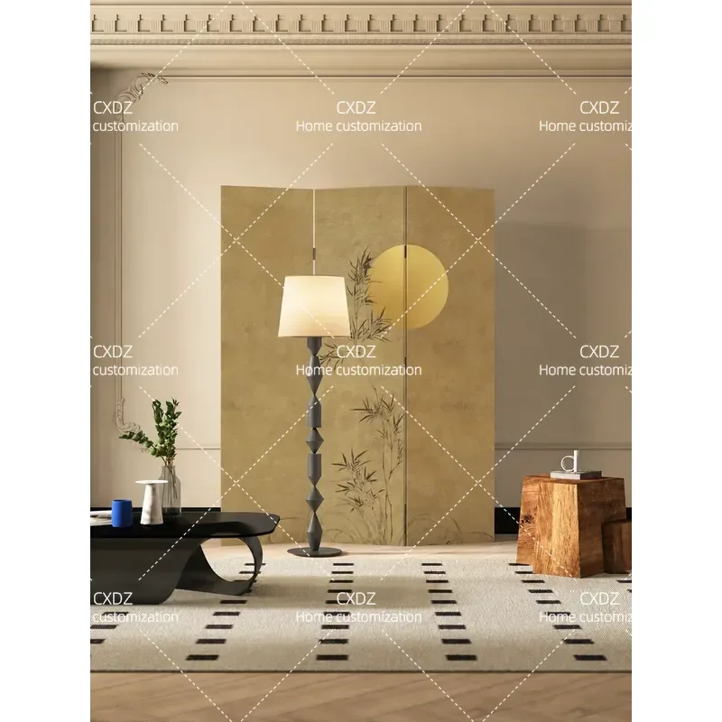 French Medieval Style Bamboo Screen Partition Retro Folding Room Divider for Bedroom Living Room Clothing Store Live Stream