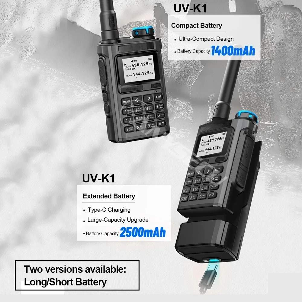 UV-K1 Air Band Radio Wireless Copy Frequency Type C Charging VHF UHF Multi-band Walkie Talkie