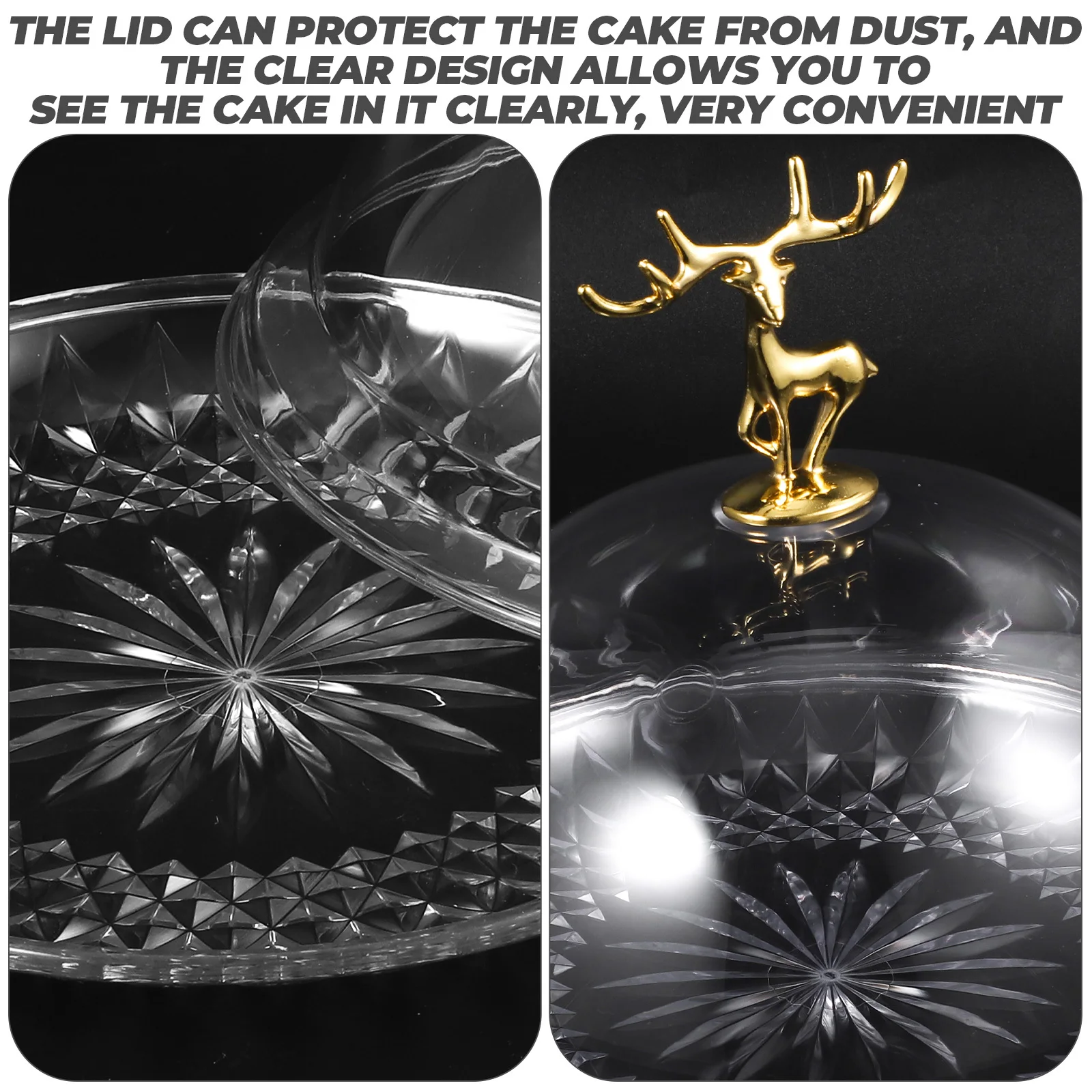 

Cake Tray Clear Cake Stand Wear-Resistant Pet Dome Lid Dessert Serving Tray for Wedding Party Celebration
