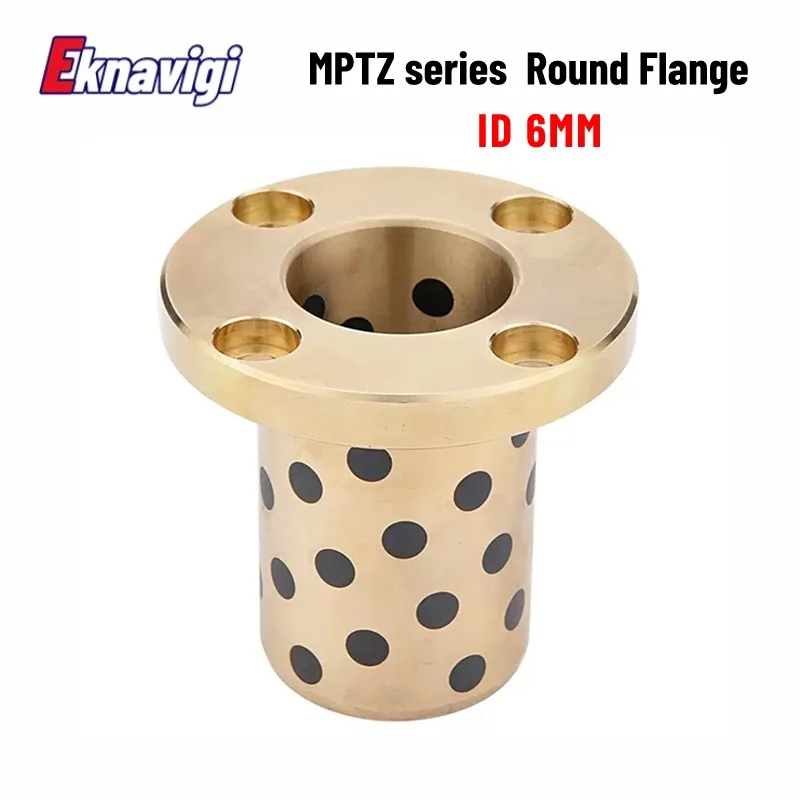 1PCS MPTZ Series Inner 6MM Round Flange Graphite Copper Sleeve Self-lubricating Bearing Oil-free Bushing Wear Resistant