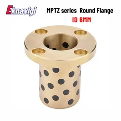 1PCS MPTZ Series Inner 6MM Round Flange Graphite Copper Sleeve Self-lubricating Bearing Oil-free Bushing Wear Resistant