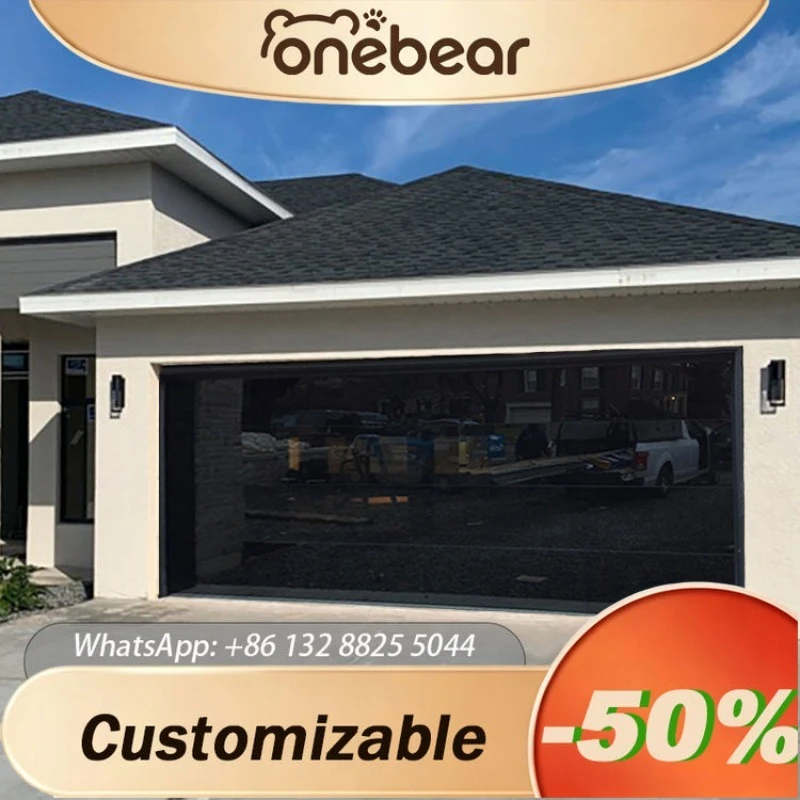 Any Size Custom High End Modern Automatic Sectional Garage Door Black Finish Stable Durable Anti Theft For Villa Site Warehouse