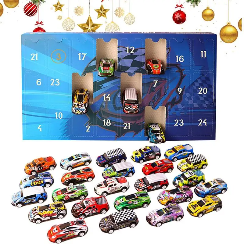 Christmas Gifts Advent Calendar 24 Days Alloy Car Inertial Vehicle Model Children's Toy Metal Cars Set Toys for Boy Kid New Year