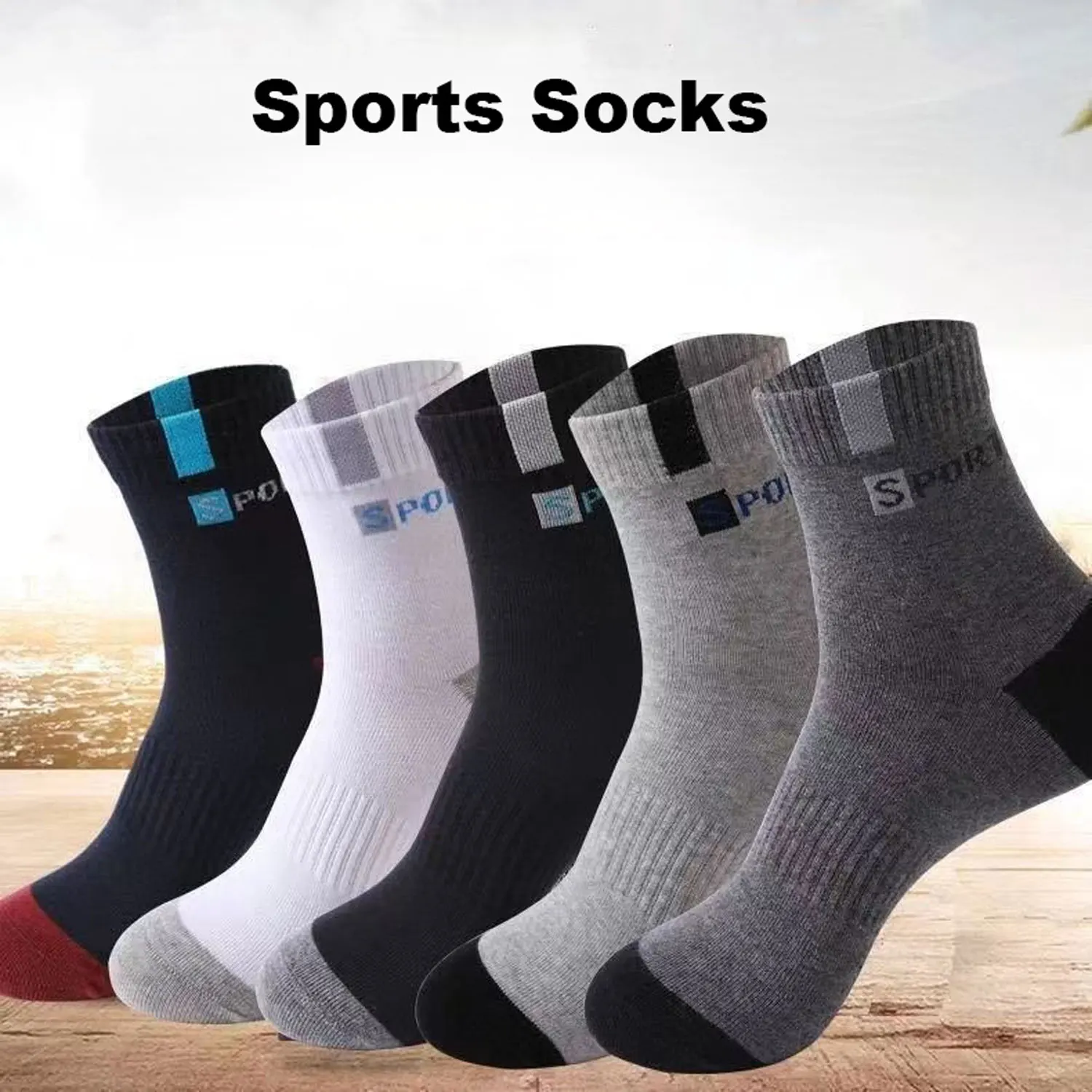 5 pares de calcetines deportivos para hombre, transpirables, suaves, con letras, zapatillas de deporte a la moda, medias de tubo medio de alta elasticidad, toalla Sox para correr en verano