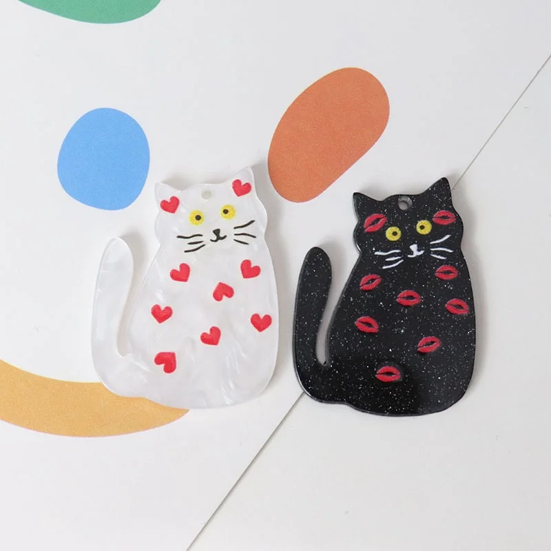 

Free shipping 50pcs/lot color pattern print animals cartoon cats shape acrylic beads diy jewelry garment accessory