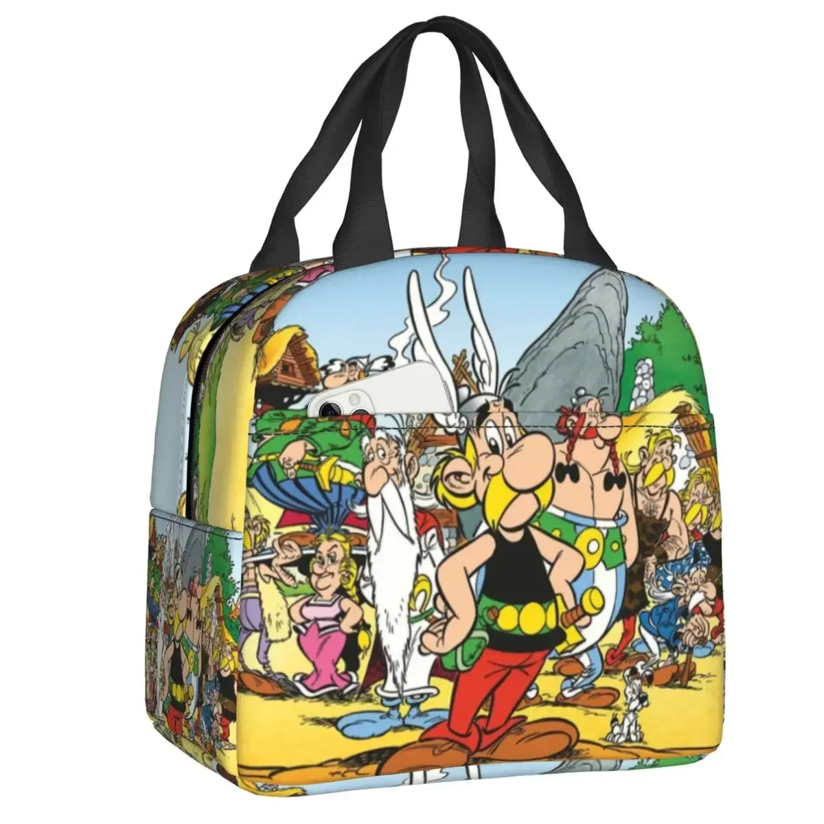 Anime Asterix And Obelix Lunch Bag Women Portable Cooler Thermal Insulated Lunch Box for School Office Outdoor Picnic Food Box