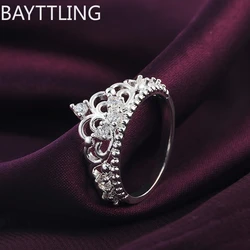 charm 925 Sterling silver Rings For women crystal Crown size 7 8 Fashion party Christmas Gifts engagement wedding Jewelry Fine