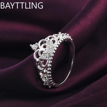 Charm 925 Sterling zilveren ringen voor vrouwen kristallen kroon maat 7 8 Fashion party Kerstcadeaus verloving bruiloft sieraden Fijn