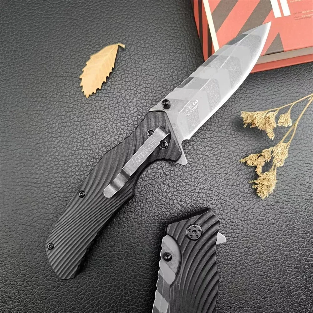 KS 1311TS High Quality Folding Knife 8Cr13Mov Blade Stonewashed Nylon Fiber Handle Outdoor EDC Jungle Hunting Camping Tool