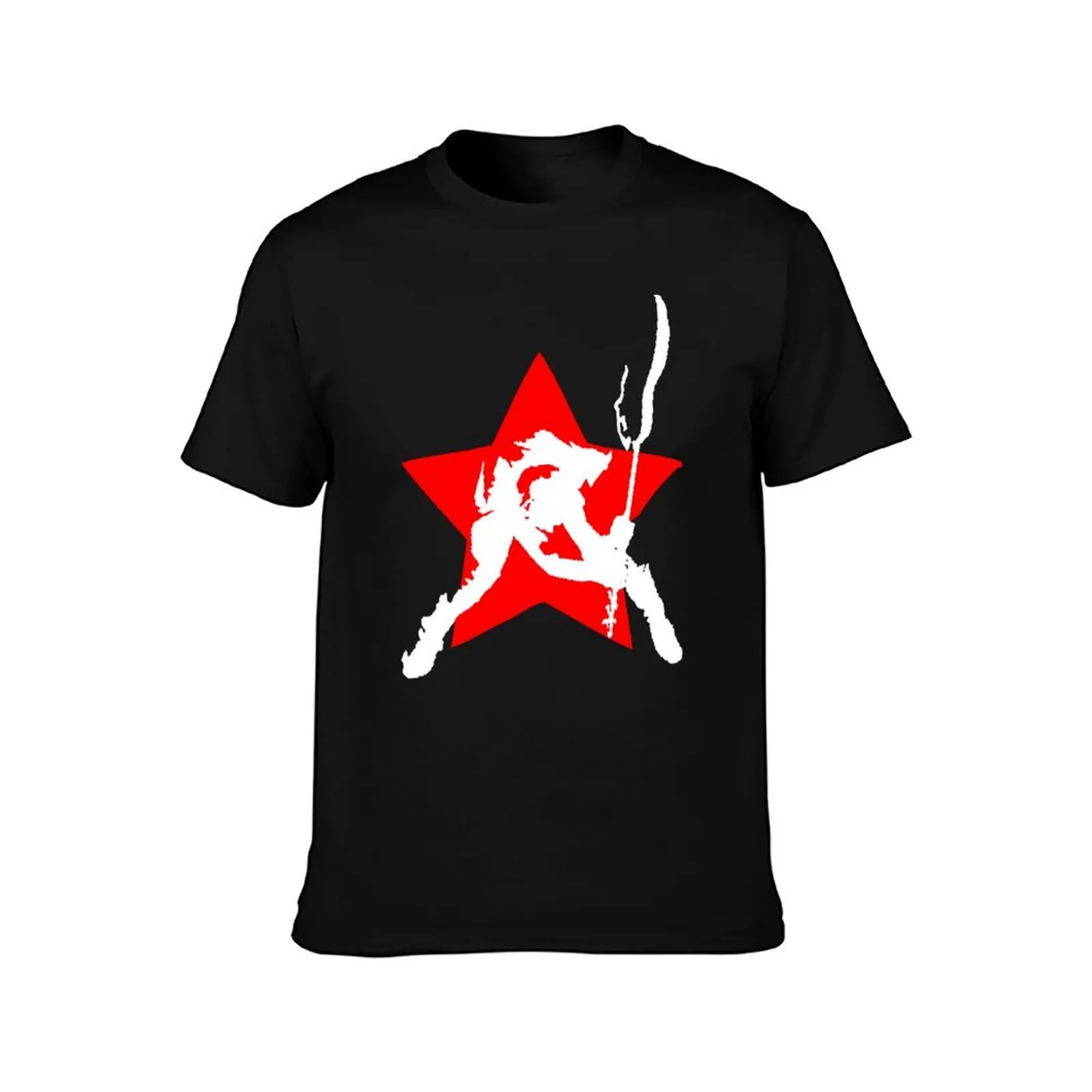 red star stage T-Shirt, Summer Casual Cotton Tee, Oversized Streetwear Tops, Vintage Graphic Print, Loose Fit Short Sleeve